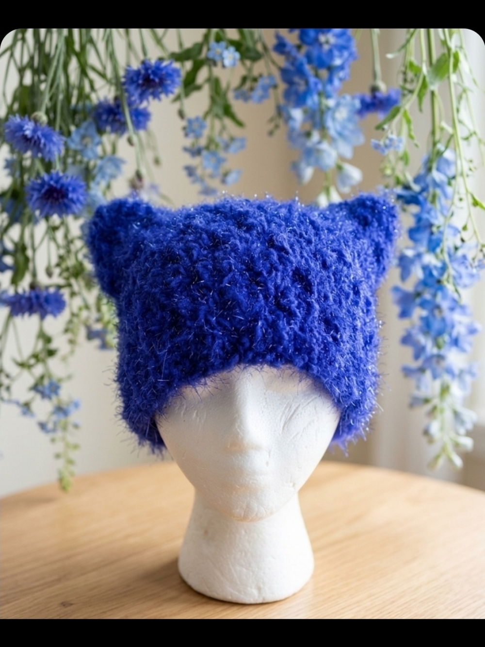 Fuzzy Blue Cat Ear Beanie 💙